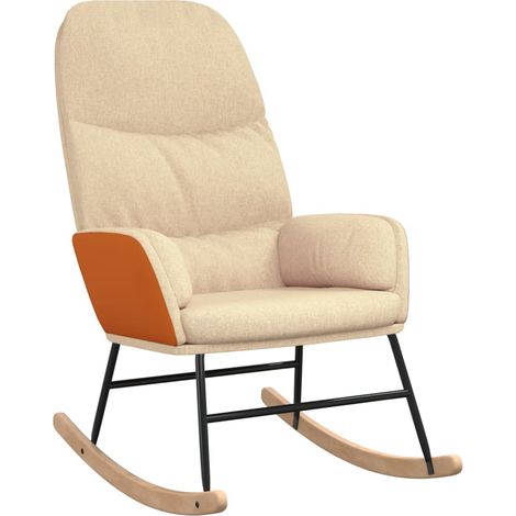Chaise à bascule Blanc crème Tissu (1/5)