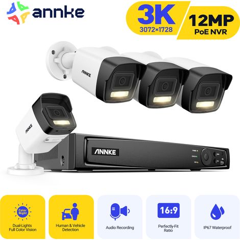 ANNKE 3K Kit di telecamere di sicurezza esterno 8 canali e 4 telecamere con visione notturna colori Kit di Videosorveglianza (1/5)