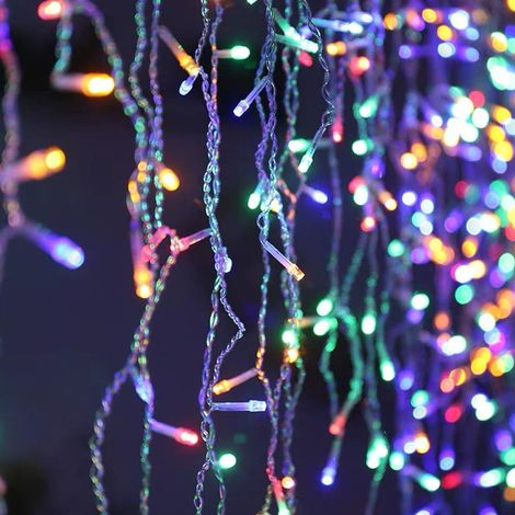 Tenda luminosa con luci led 160 con telecomando pioggia cascata di natale da esterno multicolor rgb 5mt di illuminazione (1/5)
