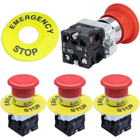 ALLIANDISInterrupteur à bouton-poussoir d'arrêt d'urgence 22 mm rouge, 660 V AC 10 A, lot de 4
