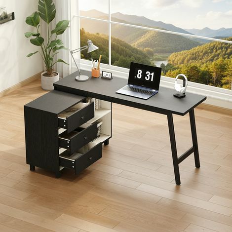 Schreibtisch L-Form mit 3 Schubladen 150x100 cm MDF OKMYHOME (1/5)