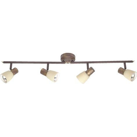 Plafonnier 4 Lumières Ajustable Métal/Verre Marron 85 x 23,2 x 23,2 cm (1/3)