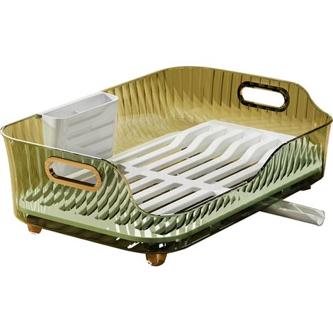 Égouttoir à vaisselle en plastique transparent vert (1/5)