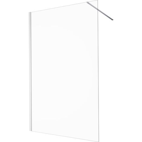 KINEDO - Paroi Douche Solo 6+ - Verre de Sécurité 6 mm transparent + Profilé Aluminium finition blanc - Traitée Anti-Calcaire, Volet Pivotant en Option - Fabriquée en France - L.110 cm x H.200 cm (1/5)