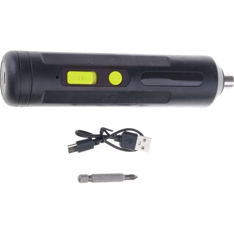 Tournevis électrique ergonomique, portable et compact. Batterie haute performance. Charge rapide en 2 heures. Embouts de tournevis inclus pour une utilisation polyvalente.