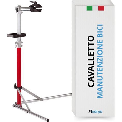 ANDRYS - Support pour Vélos sur Pied pour l'Entretien, Hauteur Réglable, Jambes Pliantes, Étau Pivotant, avec Vis, Max 18 kg, 94x70x143 cm (1/5)