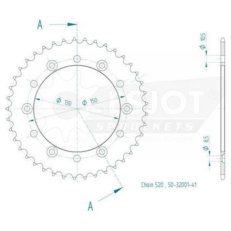 Couronne Acier Honda - 520 - 41 Dents - Made in Germany