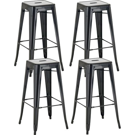 Set di 4 sgabelli da bar in stile industriale con poggiapiedi in metallo nero 100000939