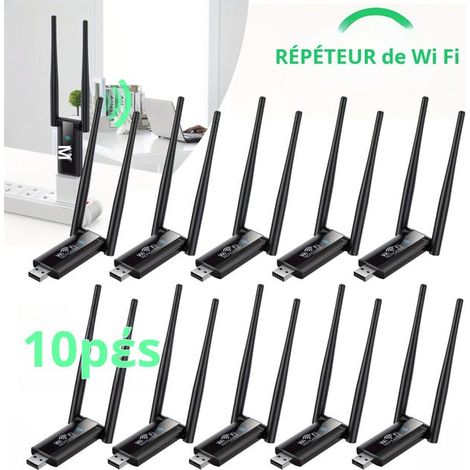 10 répéteurs Wi-Fi sans fil, routeur 300 Mbps, amplificateur de signal Wi-Fi USB, adaptateur de carte réseau longue distance (1/5)