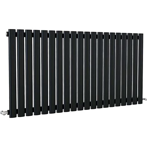 SKY Bathroom Oval Column Radiator Horizontal 600x1180mm Single Black