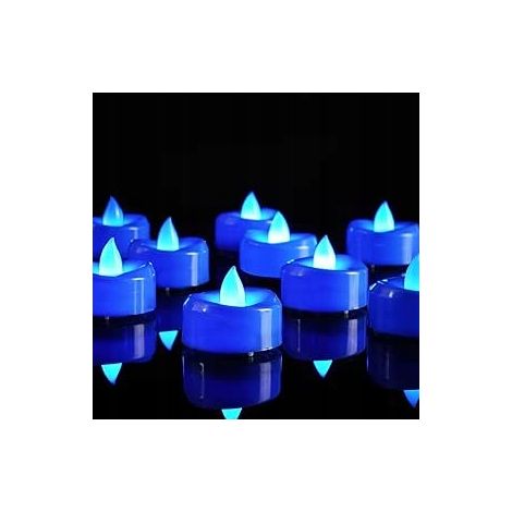 24 candele a LED tealight 3,8x3,5 blu senza fiamma per Halloween (1/5)