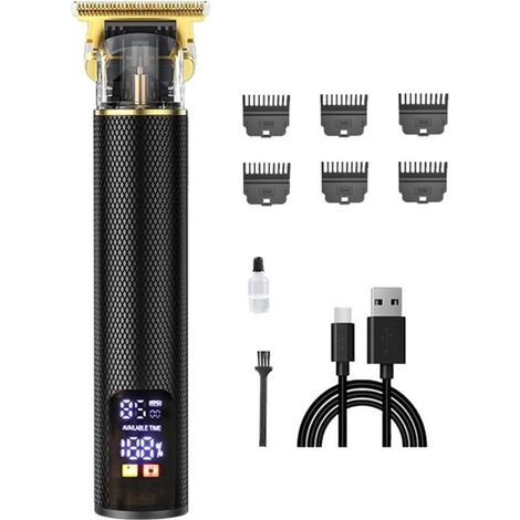 Tondeuses À Cheveux Électriques - Tondeuse Sans Fil Kit De Professionnel Avec Écran LED Ensemble Toilettage Pour Hommes, Lame En Acier Inoxydable, Zinc, Batterie U (1/4)