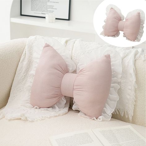 Coussin Lombaire Forme Nœud Papillon - Tissu Coton Plaqué - Rembourrage En Coton PP - Pour Canapé Lit Chambre Voiture - 40 x 32 cm - 1 Pièce (1/5)