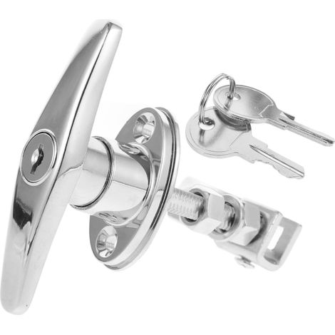 Serrure à clé pour porte de placard, en alliage de zinc argenté (1/5)