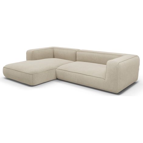 Canapé d'angle gauche 6 places en tissu tramé beige SOFIA (1/5)