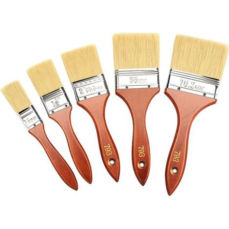 5PCS DIY Flat Brushes, Paint Brushes for Furniture, Wall, Fence -Width 1/1.5/2/2.5/3inch (1/5)