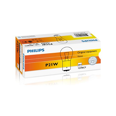 Ampoule Philips P21W Standard 12498CP BA15s 21W 12V - HALOGÈNE ORIGINE