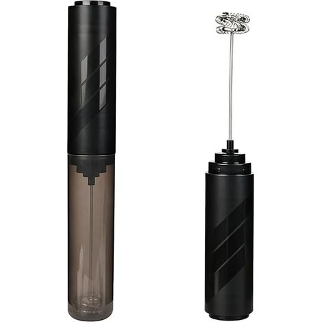 Mousseur à lait électrique, portable, rechargeable par USB, noir, avec fouet en acier inoxydable et étui de transport (1/5)