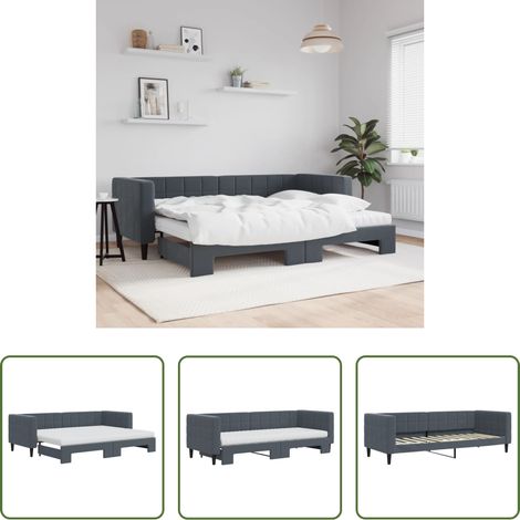 vidaXL Sofa-Bett -  Tagesbett Ausziehbar mit Matratzen Dunkelgrau 80x200 cm Samt