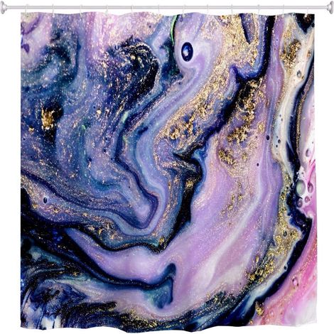 Abstrait Galaxie Motif Luxe Violet Et Or Marbre Texture Art Fond Impression Rideau De Douche en Tissu Polyester Imperméable pour Accessoires De Salle De Bain 180x180 cm / 72x72 (1/3)