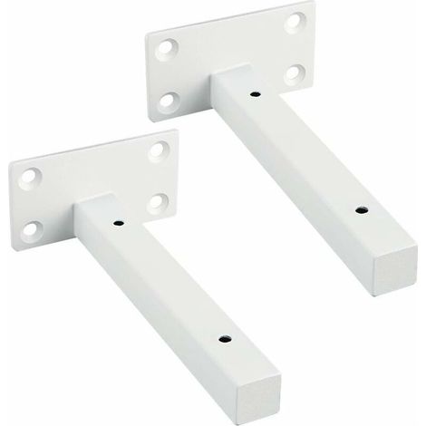 Support pour Etagère Flottante Invisible Support en Métal pour Tablette Flottante Support Plateau en Bois Dissimulé à Fixation Murale, Blanc, 2 Pcs (1/5)