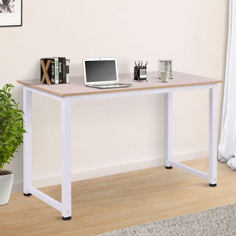 Computertisch/Esstisch, 120 x 60 x 76 cm (L x B x H), Eiche und Weiß, multifunktional, große Tischplatte, stabiles Metallgestell