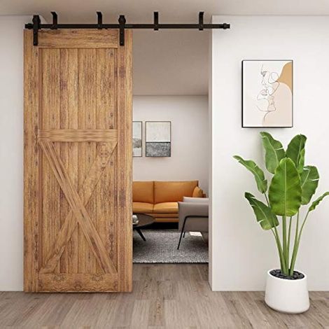 183cm/6FT Kit de Rail Coulissant de Porte Coulissante de Support de Plafond, Kit de Piste pour Porte en Bois Simple (Forme J) (1/5)