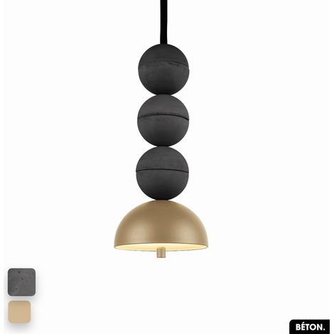 Lampe de suspension en béton - BOSFOR CONCRETE ANTHRACITE - AMANDE 3 BALLES LED 14W (1/2)