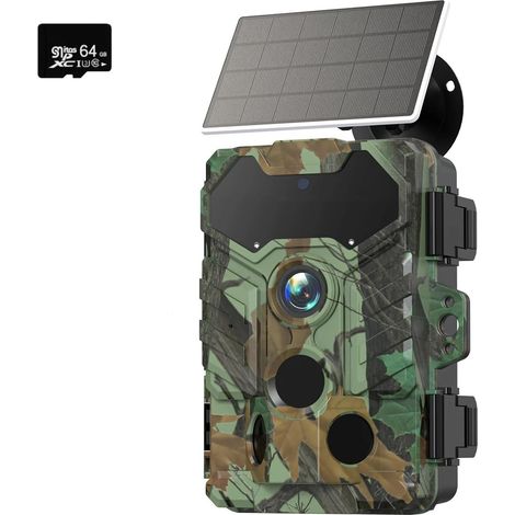 Caméra Faune Sauvage Caméra Solaire WiFi De Traînée sans Fil 32MP Vision Nocturne Infrarouge IP66 Étanche 10,000mAh Batterie Chasse À La Faune Surveillance Fiable Précise(Add 64GB) (1/5)