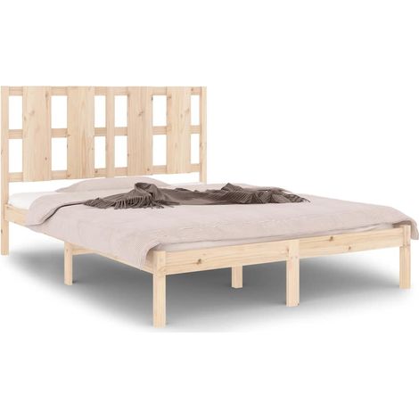 Maison Exclusive - Cadre de lit sans matelas 135x190 cm bois massif (1/5)