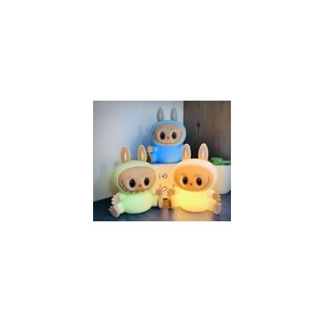 Lampe Monstre Colorée avec Commande Tactile - Veilleuse, Rechargeable par USB, 7 Couleurs Changeantes de Lumière Chaude - Minuteur - Cadeau pour Chambre d'Enfant (bleu) bleu-Crezuo
