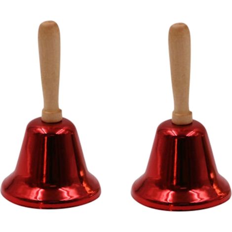 Cloche En Métal - Accessoire De Décoration Festive Pour Arbre De Noël - Sonnette À Main Pour Fêtes De Fin D'Année - 12 X 6,3 Cm - Or Et Rouge - 2 Pièces
