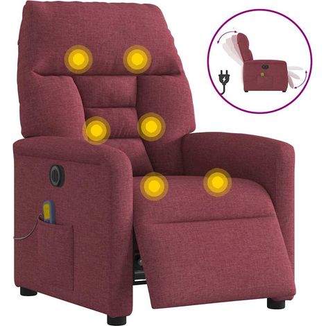 Massagesessel Elektrisch Weinrot Stoff
