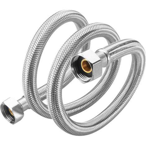 PAIRE DE TUYAUX FLEXIBLES 40CM TUYAUX D'EAU CHAUDE ET FROIDE CHAUDIÈRE 1/2X1/2 DGO-171 (1/3)