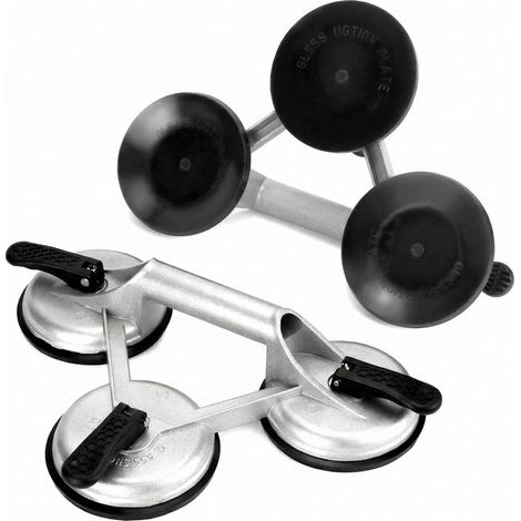 ventouses de levage avec 3 ventouses Ø12 cm - outil de transport pour carrelage et panneaux de verre - poignée en aluminium - capacité de charge de 180 kg (1/5)