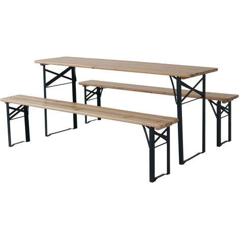 Tavolo da giardino pieghevole da brasserie con 2 panche "Lisbon" - 176 x 46 x 75 cm - Marrone (1/5)