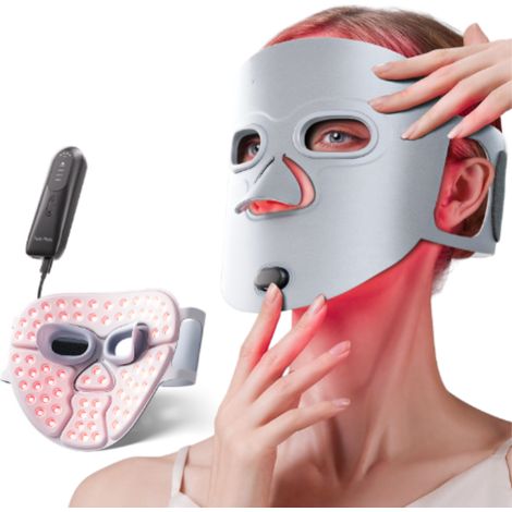 Mascarilla de terapia fotónica LED con 70 perlas LED de 4 núcleos para el tratamiento del acné y el rejuvenecimiento de la piel.
