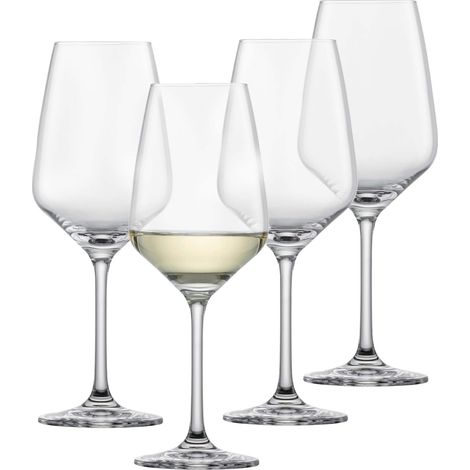 Lot de 4 verres à vin blanc intemporels pour vin blanc, verres en cristal lavables au lave-vaisselle, fabriqués en Allemagne (n° d'article 123609), transparents, cristal (1/5)