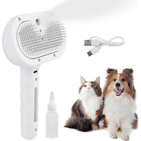 Brosse Vapeur Chat Chien - 2 Modes Pulvérisation - Soin Antistatique Non Chauffant - Poils Longs Courts - Réservoir 55ml (1/5)