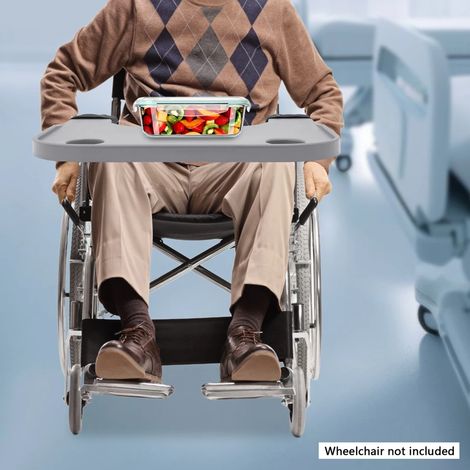Rollstuhltisch mit Tassenhalter, abnehmbare Rollstuhlplatte, Rollstuhlzubehör zum Essen, Schreiben, Arbeiten und Platzieren von Gegenständen