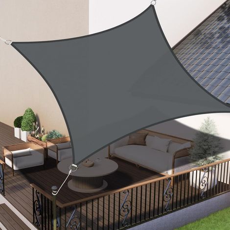 Sonnensegel Rechteckig Wasserdicht UV Schutz Terrasse 3x3m Anthrazit (1/5)