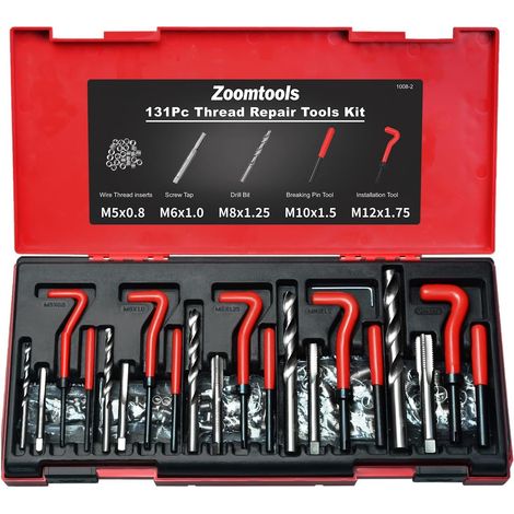 Kit di riparazione filettature HSS da 131 pezzi - Utensile di riparazione metrico M5 M6 M8 M10 M12 (1/5)