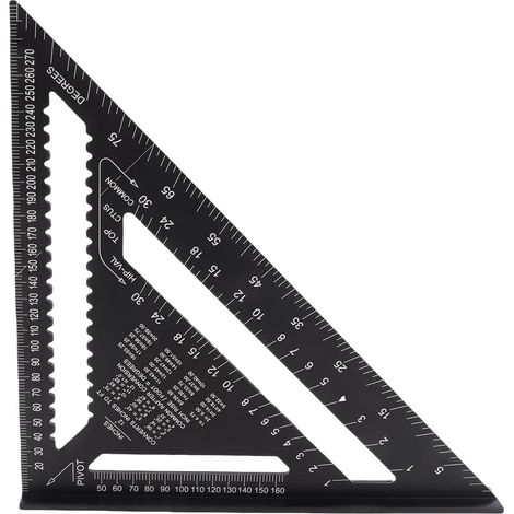 Escuadra de ángulo recto de aluminio negro de 30 cm (12 pulgadas), transportador inoxidable, herramienta para trabajar la madera, perfil de aluminio (1/5)