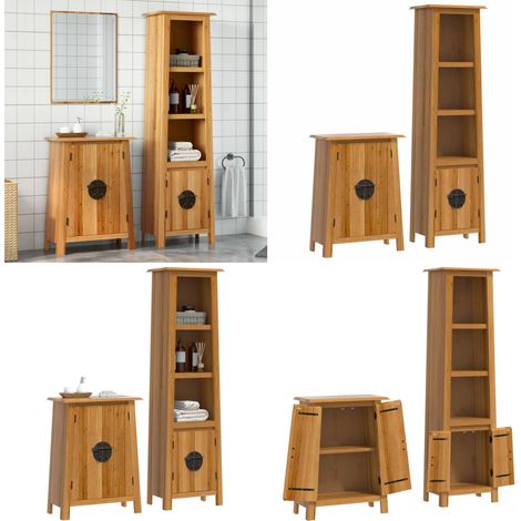 2-tlg. Badmöbel-Set Massivholz Kiefer - Badmöbeln - Kiefernholzmöbel - Vintage Badezimmer - Badezimmermöbel Set - Holzschränke - Home & Living (1/5)