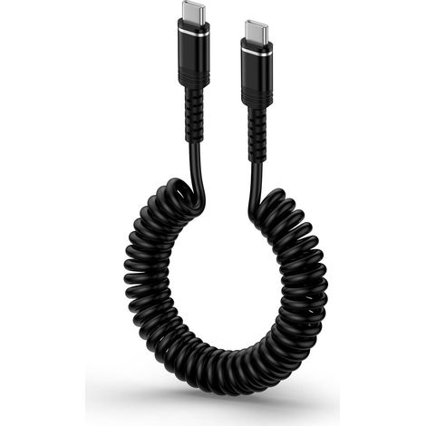 Câble USB C vers USB C Spiralé, [0.4M-1.8M] Type C Chargeur Rapide Rétractable Android Auto pour Samsung Galaxy S26 Ultra S25 S24 S23 FE S22 S21 A57 A56 A55 5G A54 A34 A25 A17 A16 A15 iPhone 17 16 15 (1/5)