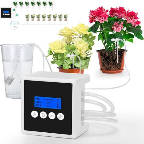 Système d’irrigation automatique 20 m – Kit goutte à goutte avec double pompe et écran LED – Pour jardin, serre et potager (1/5)