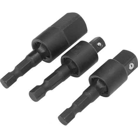 3-teiliges Steckschlüssel-Set für Bohrmaschinen, Sechskant-Metallbit, Schlagschrauber-Adapter, 360°-Drehung, schwarz (1/5)