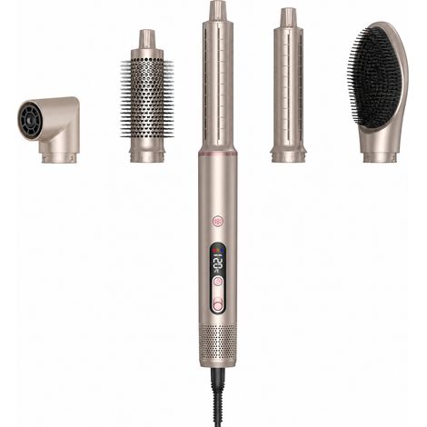 Brosse soufflante 5-en-1 haute vitesse, sèche-cheveux ionique sans balais, boucleur et lisseur, doré, 220 V UE (1/5)