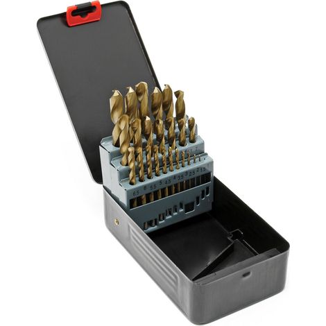 Juego de 25 brocas helicoidales de 1-13 mm de diámetro, 135°, juego de brocas para metal, broca de taller 160002709