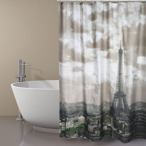 Rideau de douche Polyester 180x200cm Paris - Anneaux inclus MSV (1/5)
